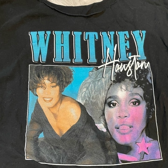 Black Whitney Houston Soft Graphic T W/ Custom Neck Line-See Measurements - Picture 3 of 10